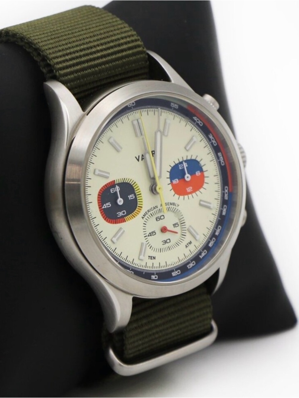 VAER R1 Racing Chronograph (Cream dial), USA-assembled meca-quartz chronograph
